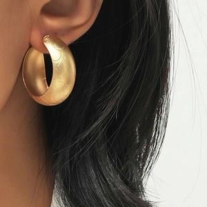 Gold Chunky Textured Minimalist Hoop Earrings